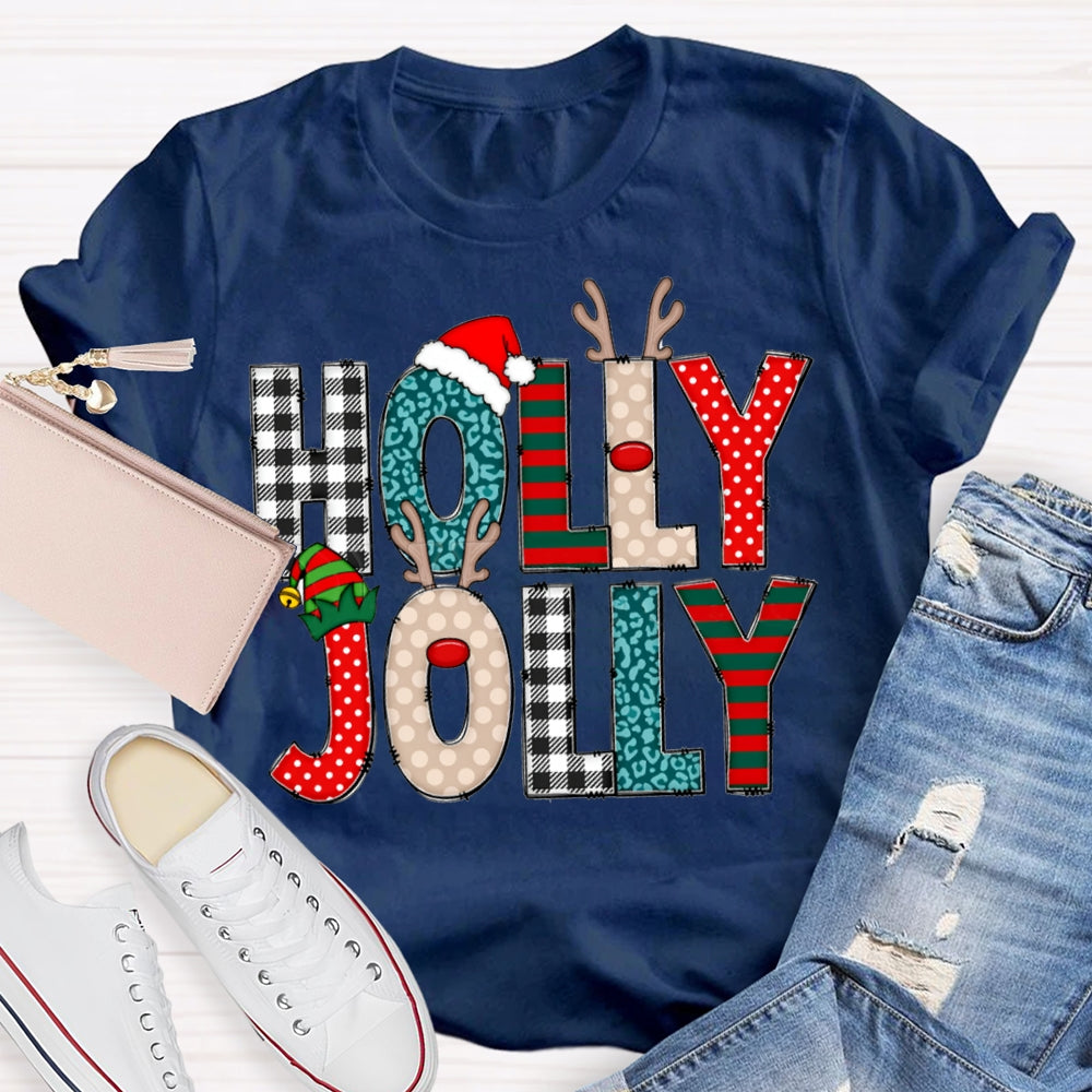 Holly Jolly Merry Christmas And Christmas Hat T-shirt