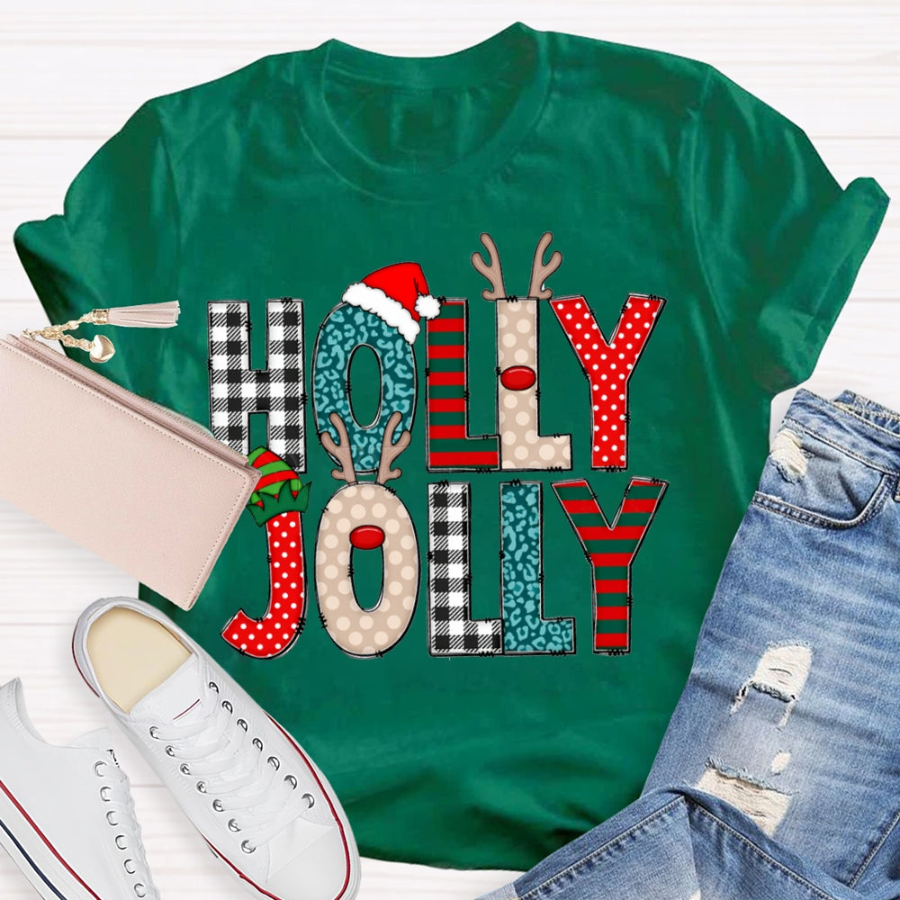 Holly Jolly Merry Christmas And Christmas Hat T-shirt