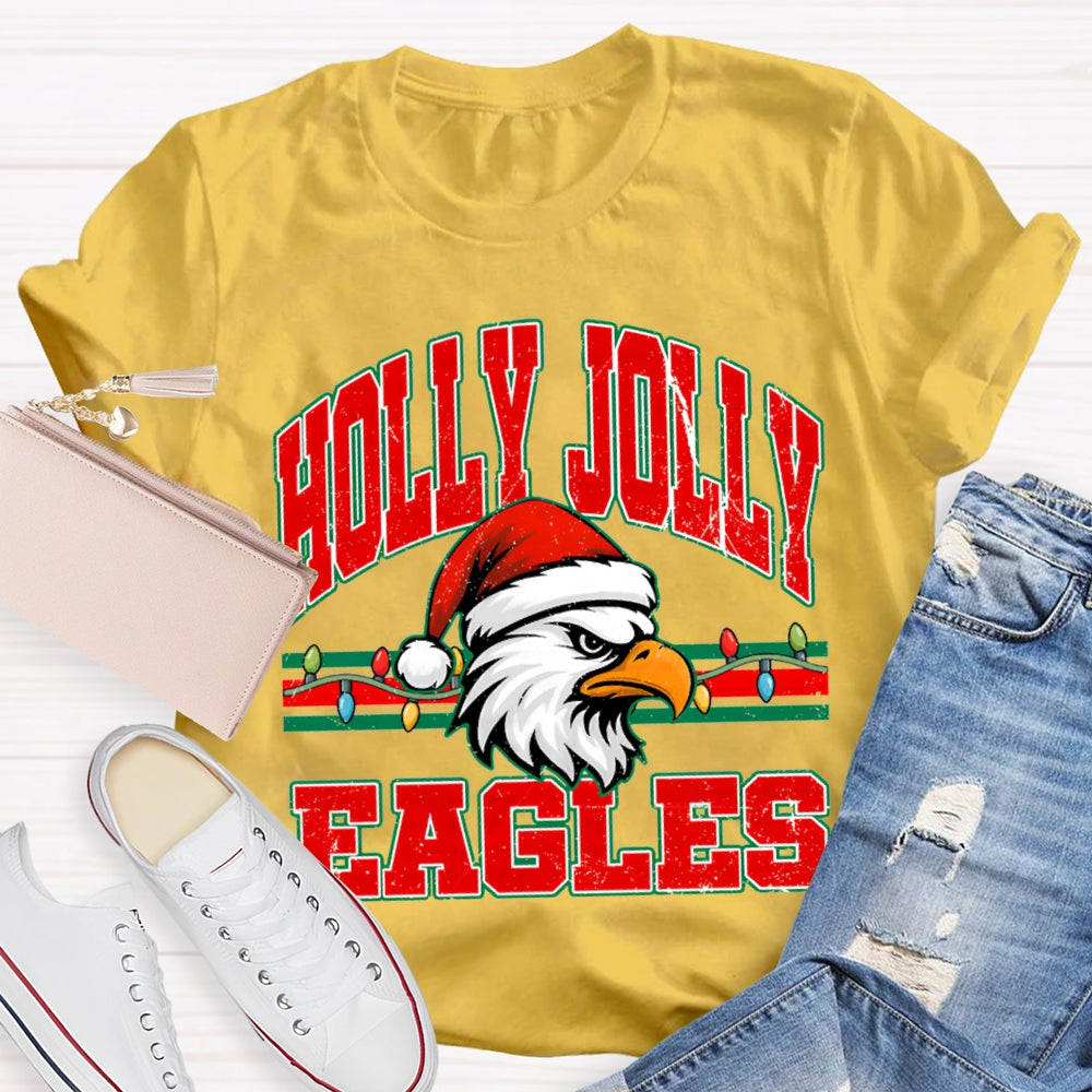 Personalized Mascot Holly Jolly Eagles Merry Christmas T-shirt