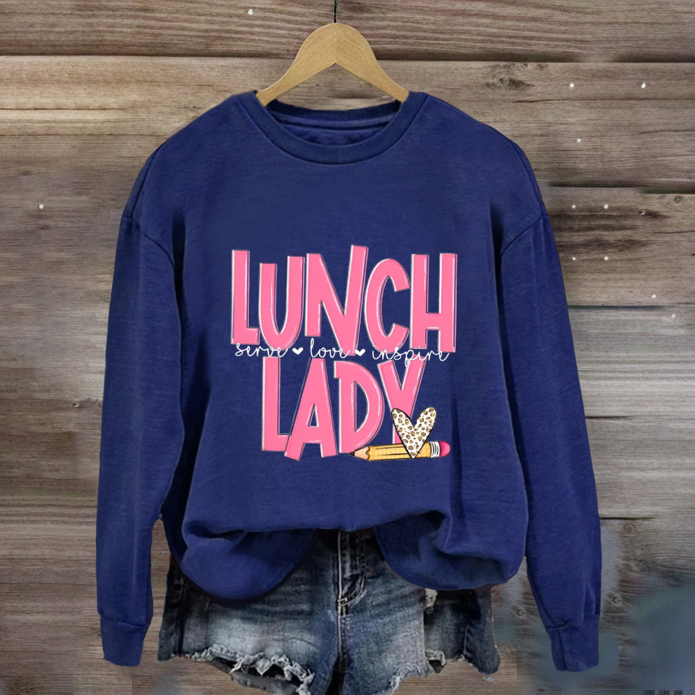 Lunch Lady Pink Letter Inspire Love Sweatshirt