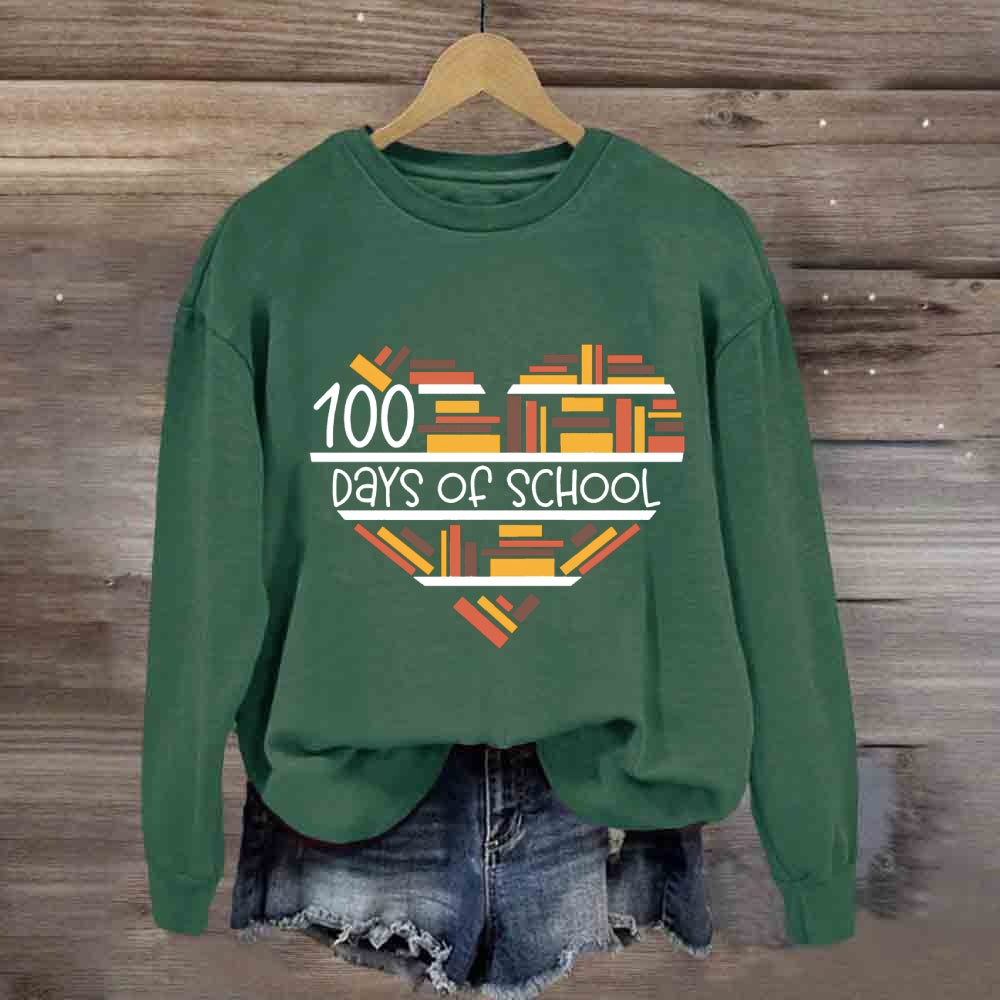 100 Days Books Heart Sweatshirt
