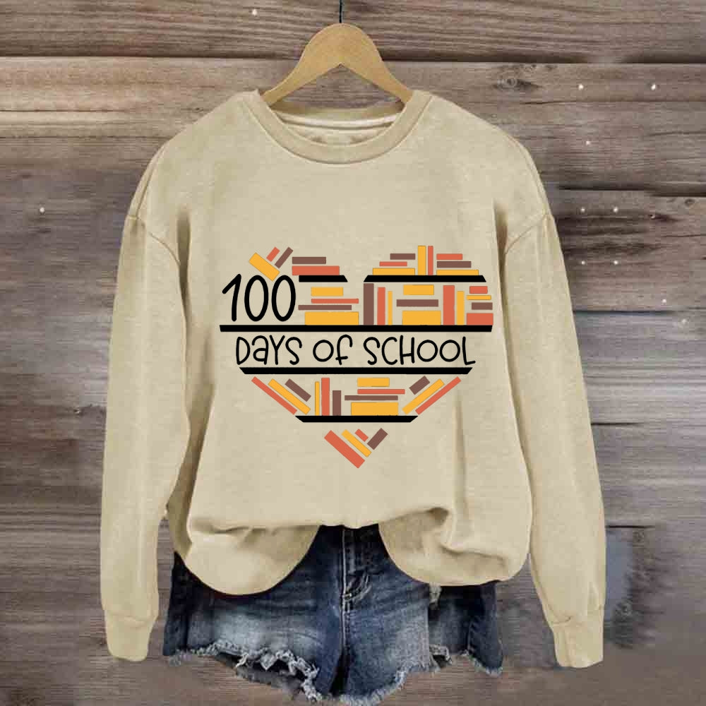 100 Days Books Heart Sweatshirt
