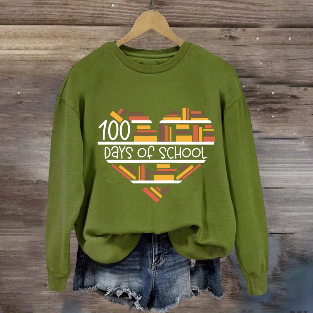 100 Days Books Heart Sweatshirt