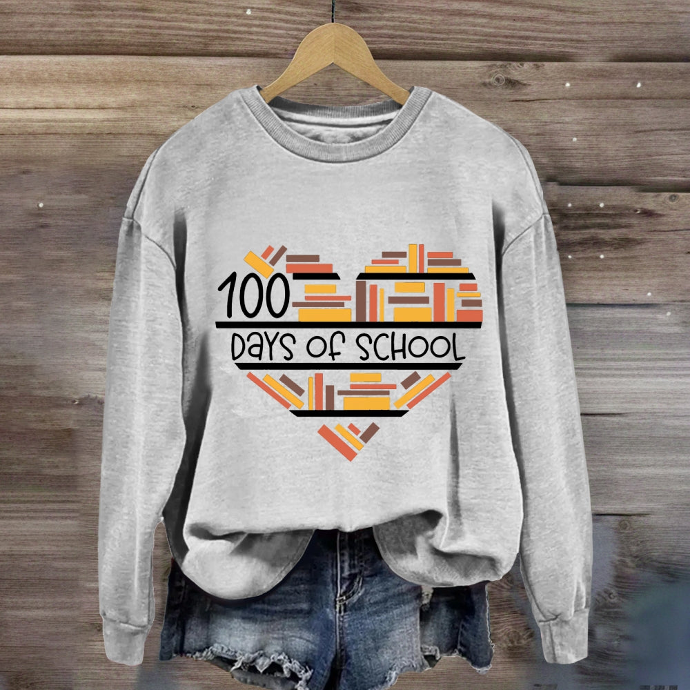 100 Days Books Heart Sweatshirt
