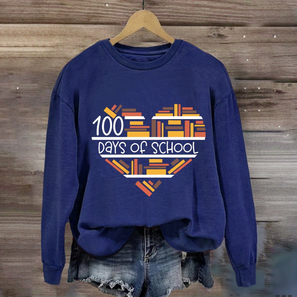 100 Days Books Heart Sweatshirt