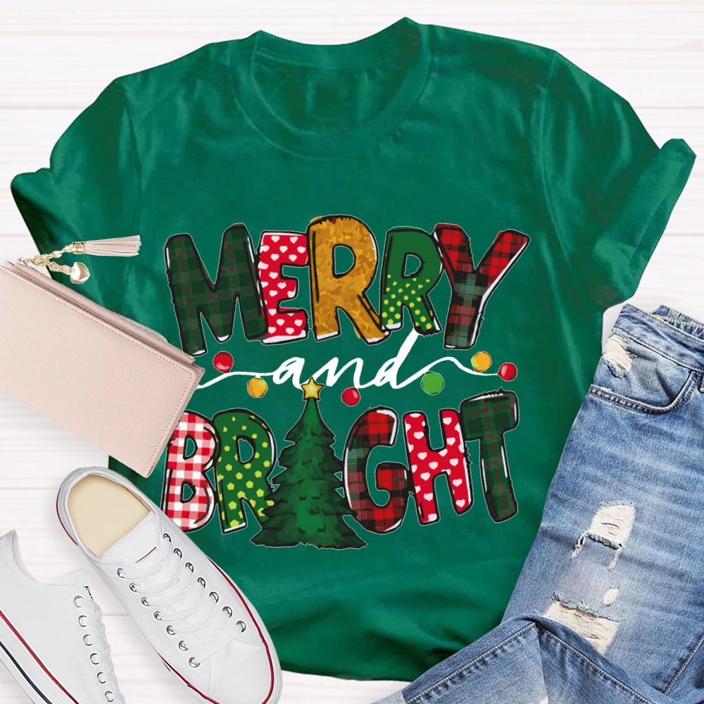 Merry And Bright Christmas Lights And Christmas Vibes T-shirt
