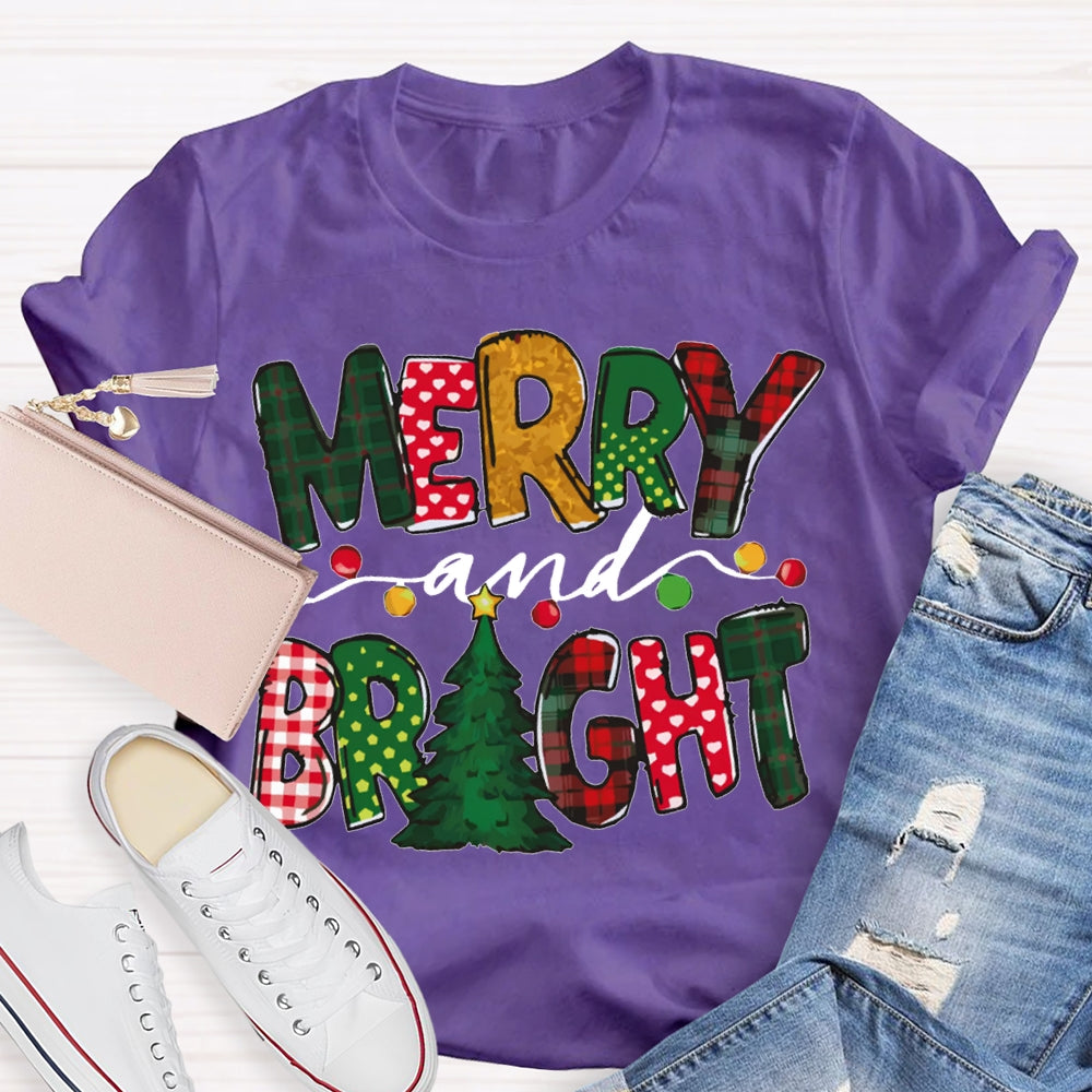 Merry And Bright Christmas Lights And Christmas Vibes T-shirt
