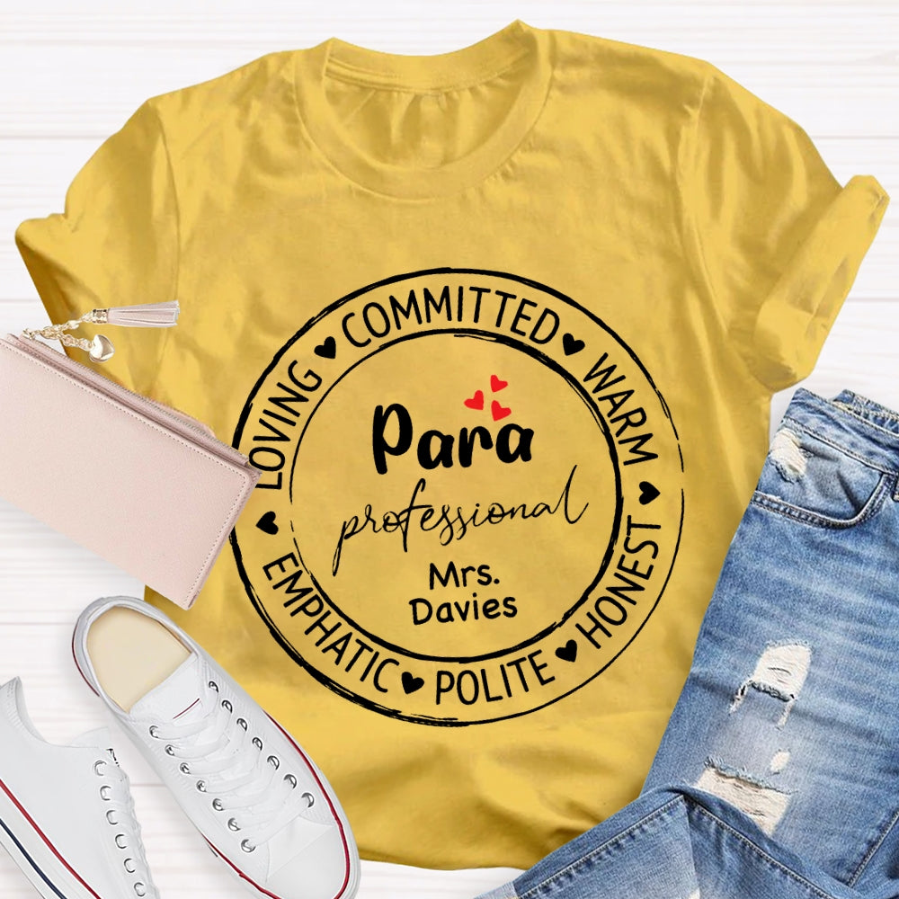 Personalized Name Para Loving Committed Warm Emphatic Polite Honest T-shirt