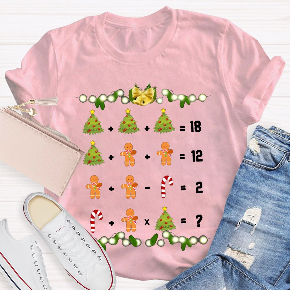 Christmas Tree Candies And Cookies Math Teacher Christmas T-shirt