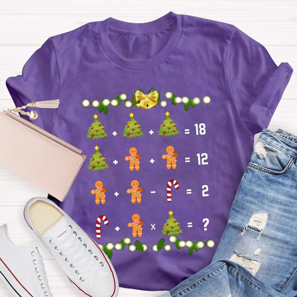 Christmas Tree Candies And Cookies Math Teacher Christmas T-shirt