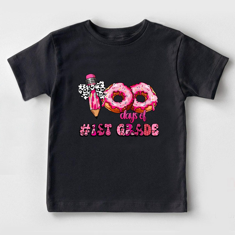 Personalized Grade 100 Days Of School Pink Donuts Toddler T-shirts