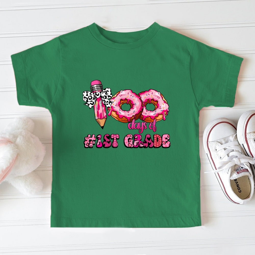 Personalized Grade 100 Days Of School Pink Donuts Toddler T-shirts