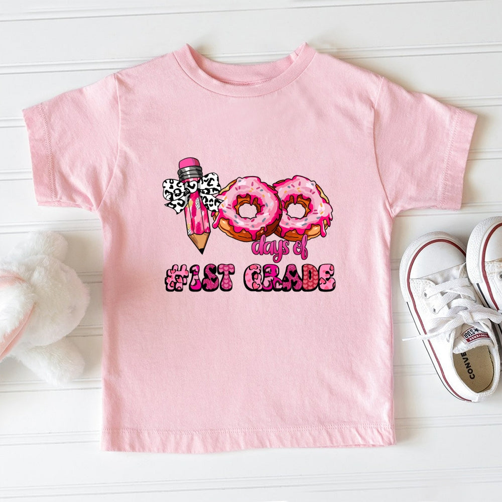 Personalized Grade 100 Days Of School Pink Donuts Toddler T-shirts
