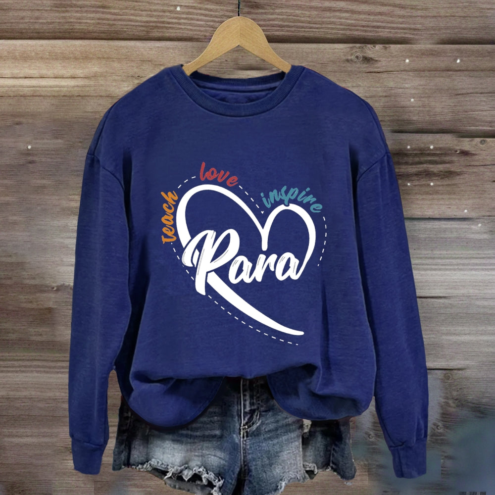 Para Teach Love Inspire Heart Print Sweatshirt