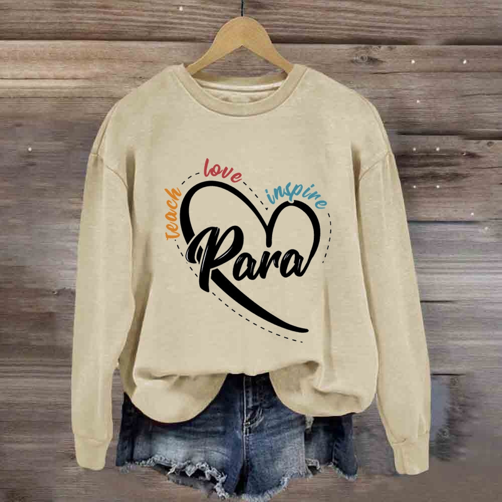 Para Teach Love Inspire Heart Print Sweatshirt