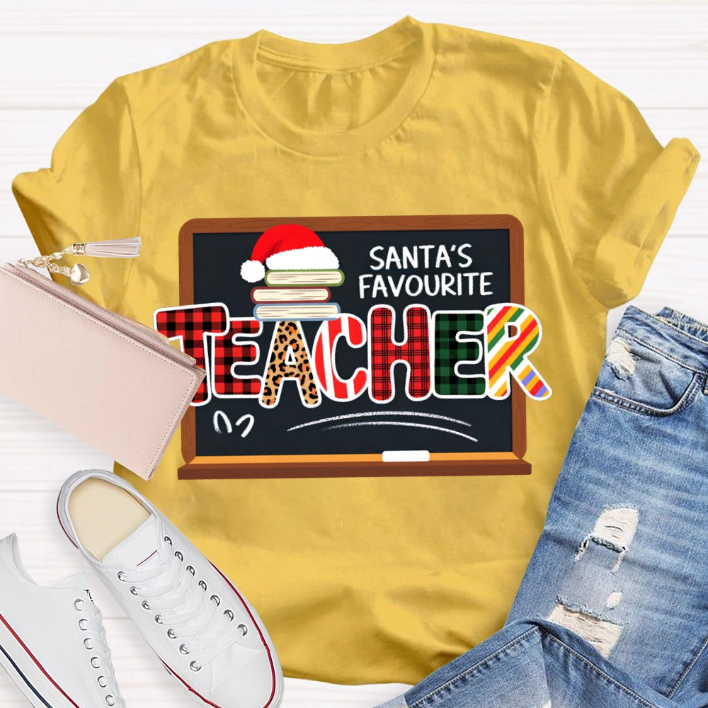 Santa'S Favorite Teacher Books And Santa Hats T-shirt