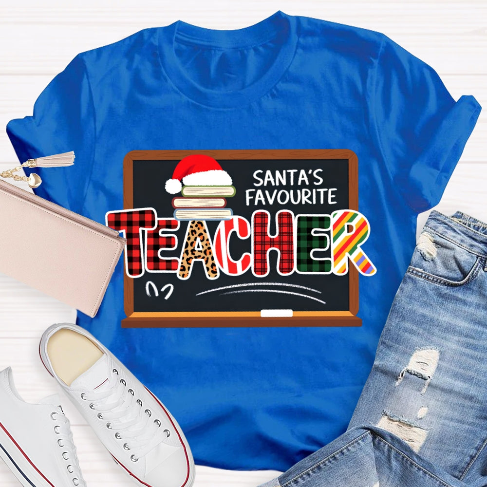 Santa'S Favorite Teacher Books And Santa Hats T-shirt