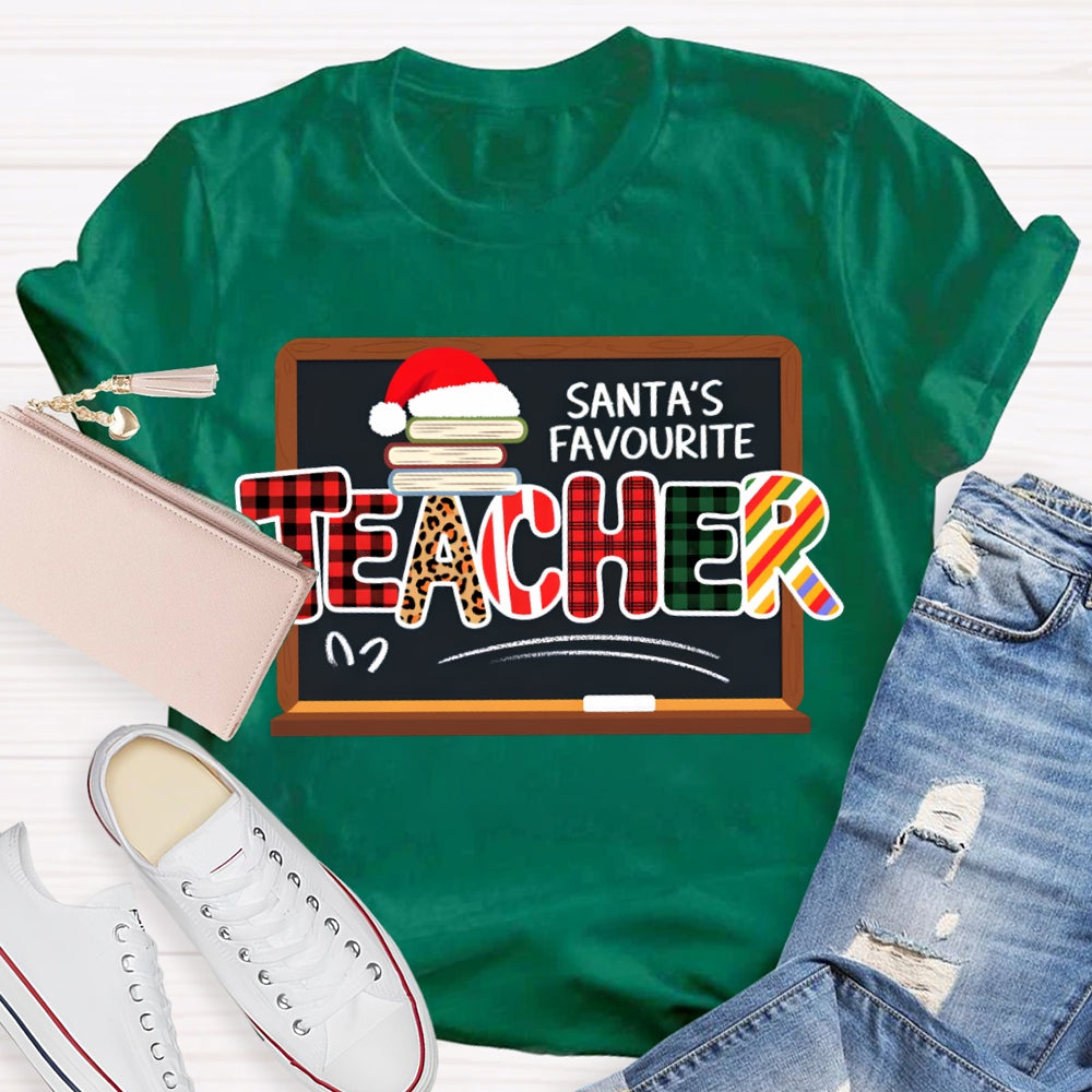 Santa'S Favorite Teacher Books And Santa Hats T-shirt