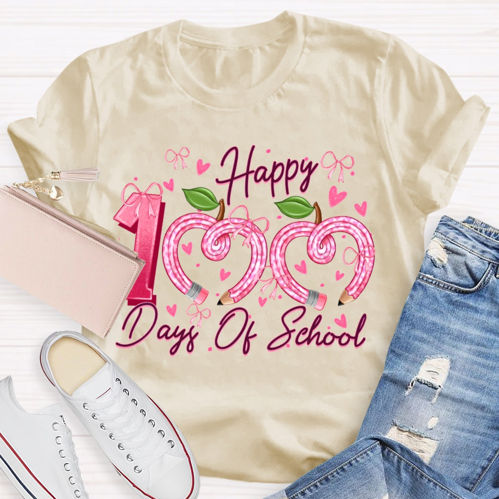 Happy 100 Days Of School Colorful Heart Font T-shirt