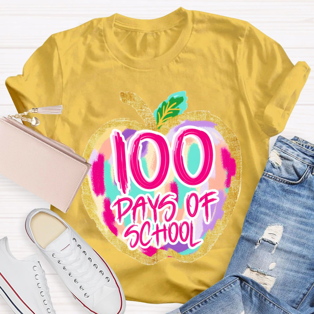 100 Days Of School Colorful Tie-Dye Apples T-shirt