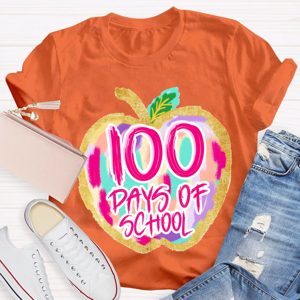 100 Days Of School Colorful Tie-Dye Apples T-shirt