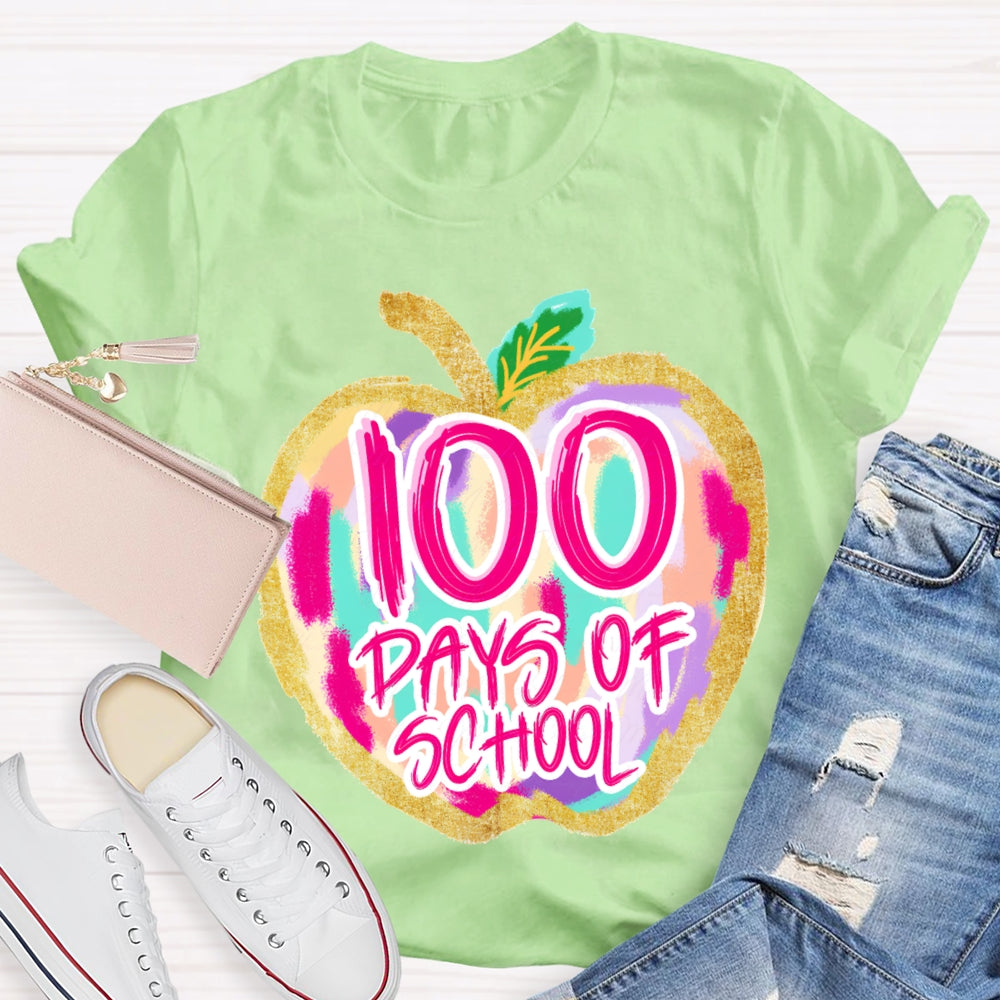 100 Days Of School Colorful Tie-Dye Apples T-shirt