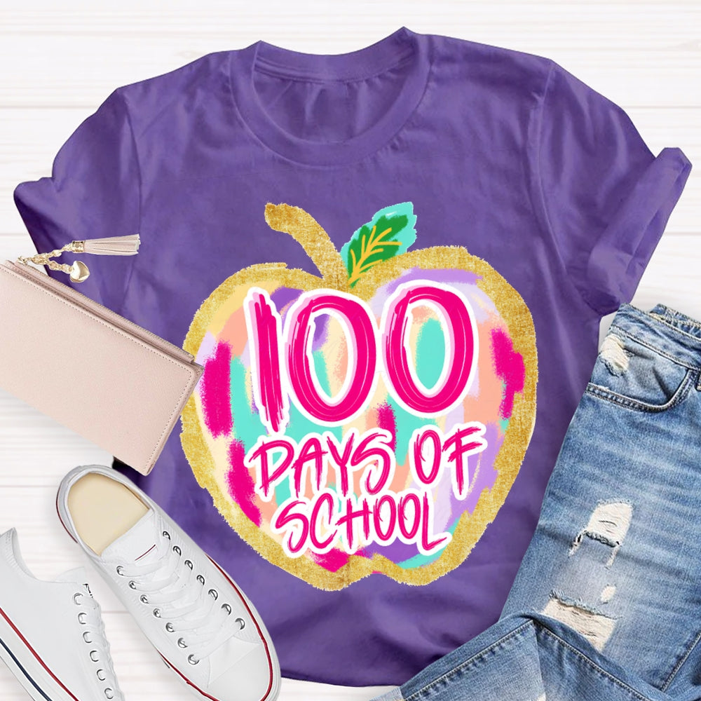 100 Days Of School Colorful Tie-Dye Apples T-shirt