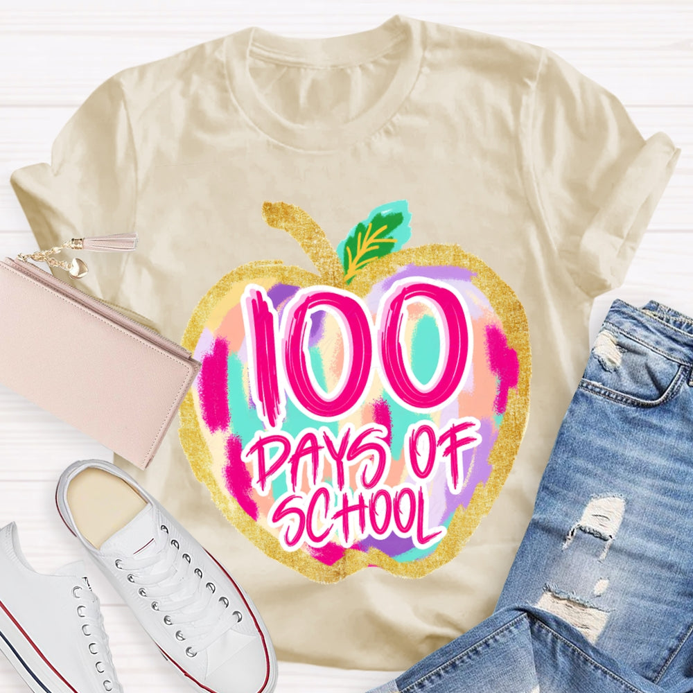 100 Days Of School Colorful Tie-Dye Apples T-shirt