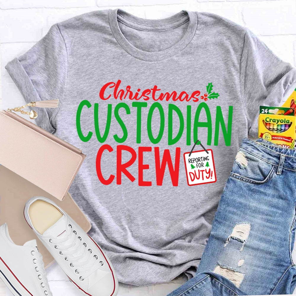 Christmas Custodian Crew Reporting For Duty T-shirt
