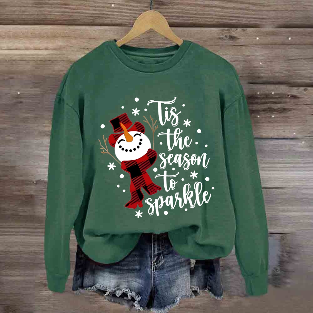 Tis The Season To Sparkle Snowman Sweatshirt