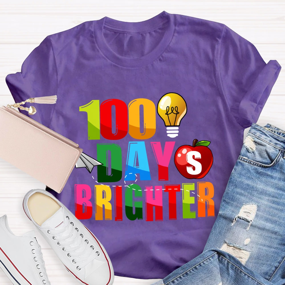 100 Days Brighter Colorful Letter And Apple T-Shirt