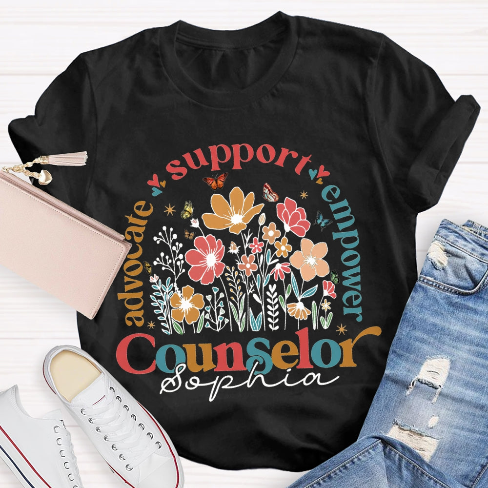 Personalized Name Advocate Support Empower Counselor T-shirt