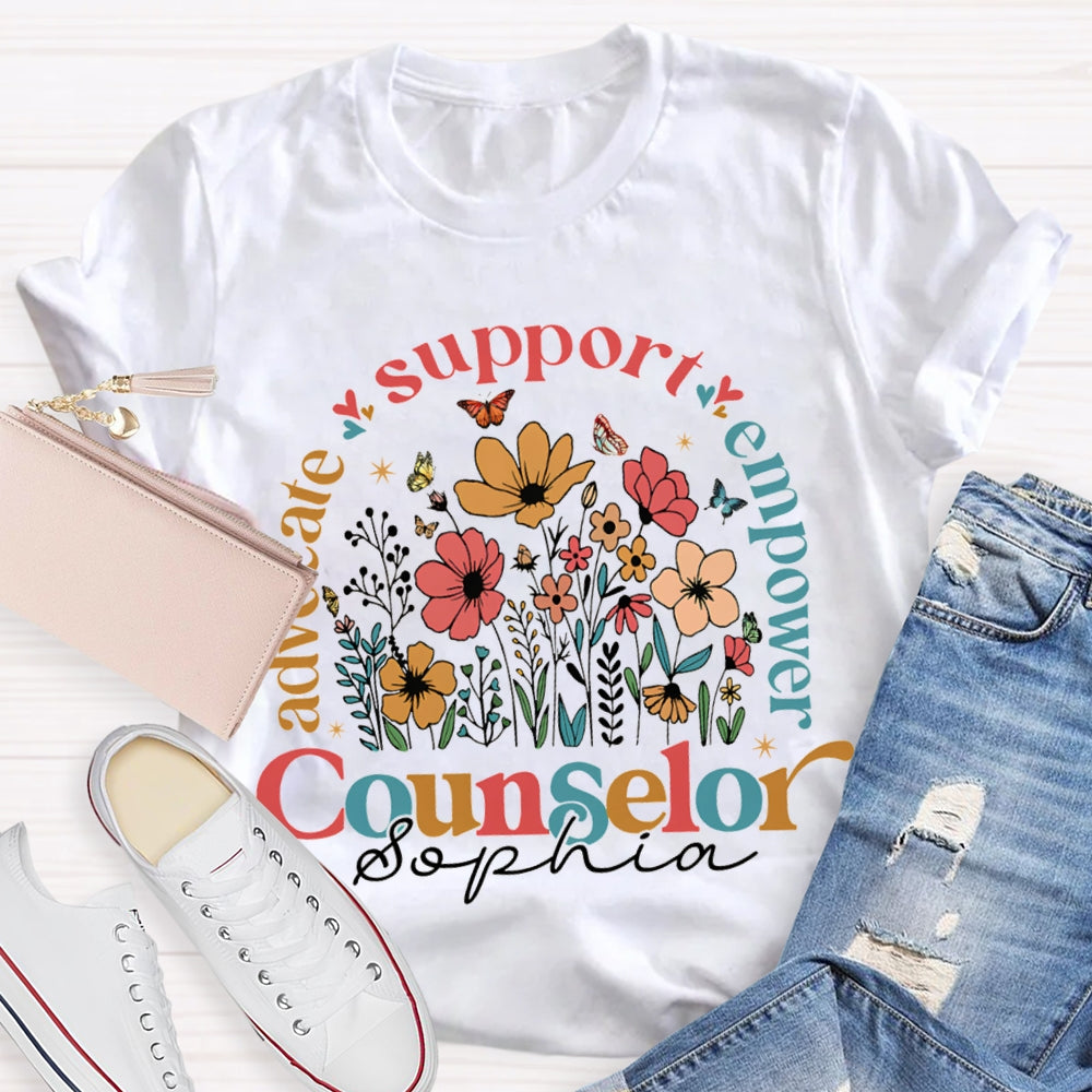 Personalized Name Advocate Support Empower Counselor T-shirt