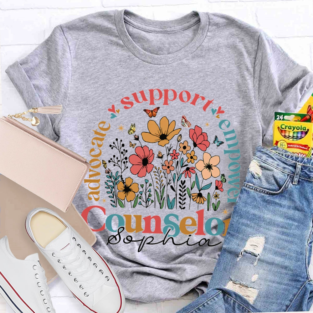 Personalized Name Advocate Support Empower Counselor T-shirt