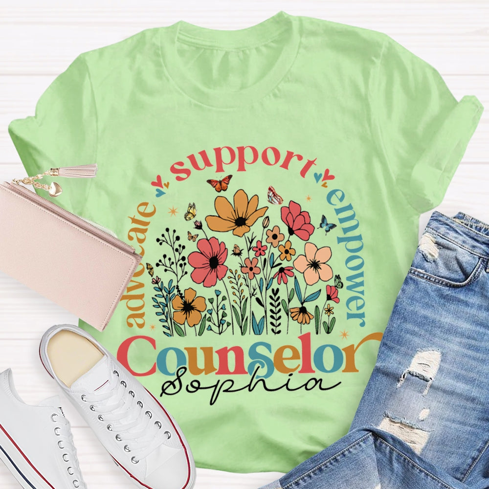 Personalized Name Advocate Support Empower Counselor T-shirt