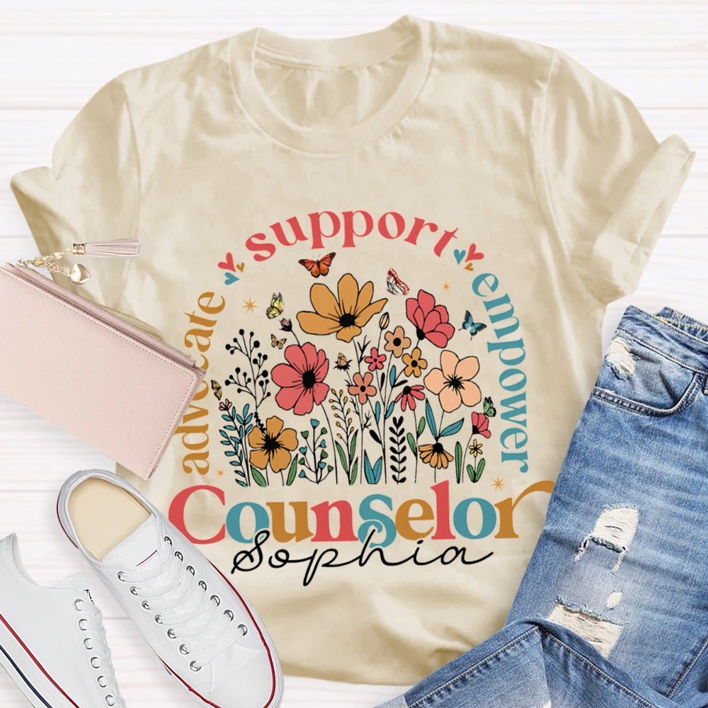 Personalized Name Advocate Support Empower Counselor T-shirt