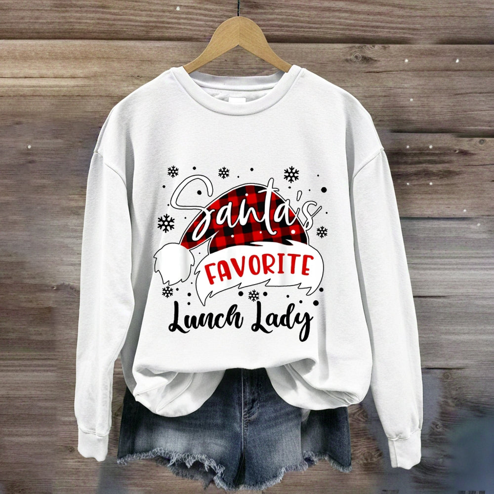 Santa'S Favorite Lunch Lady Christmas Hat Sweatshirt