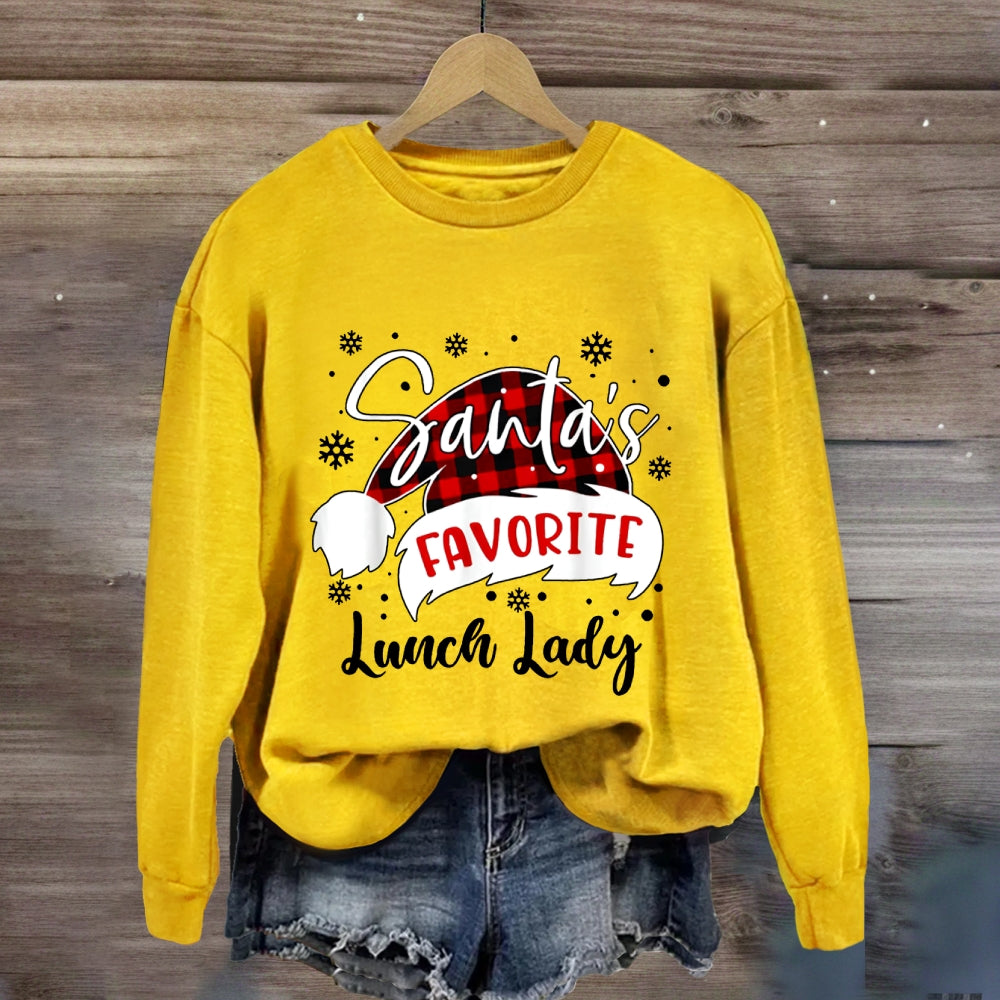 Santa'S Favorite Lunch Lady Christmas Hat Sweatshirt