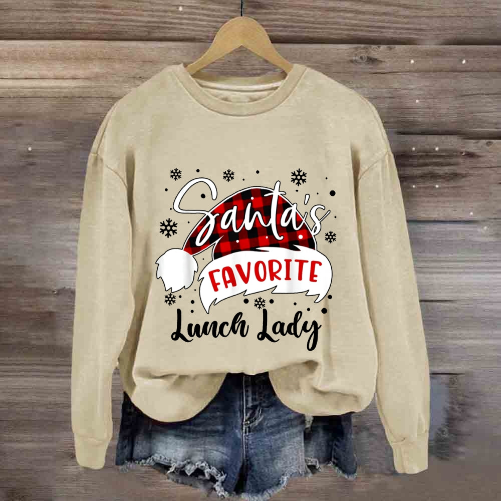Santa'S Favorite Lunch Lady Christmas Hat Sweatshirt