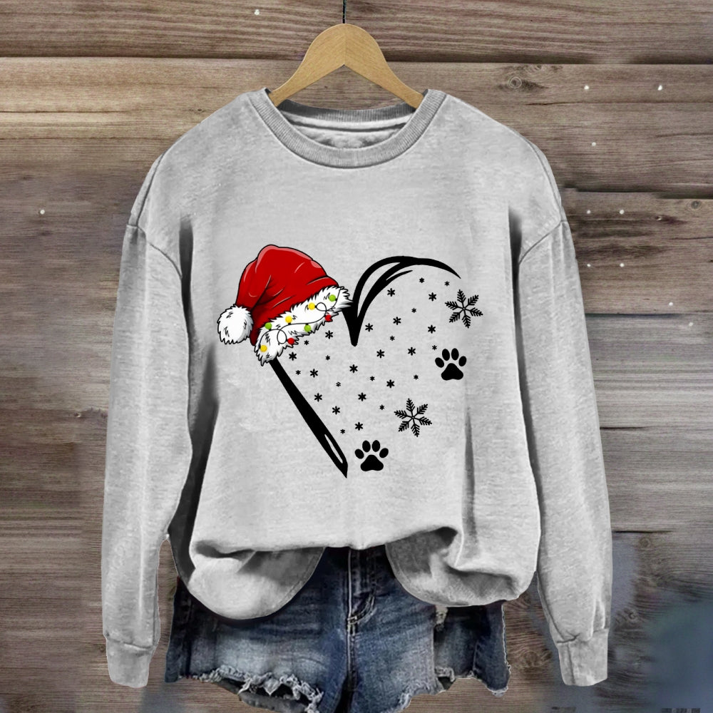 Christmas Snowflakes Hats Heart Sweatshirt