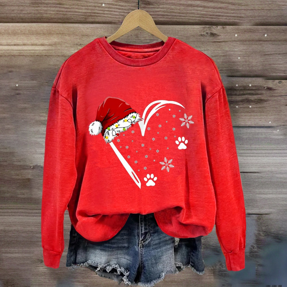 Christmas Snowflakes Hats Heart Sweatshirt