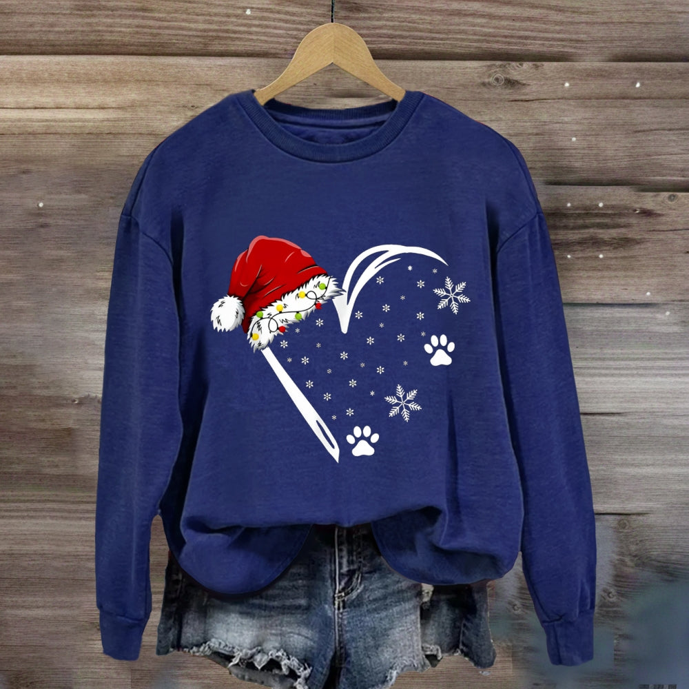 Christmas Snowflakes Hats Heart Sweatshirt