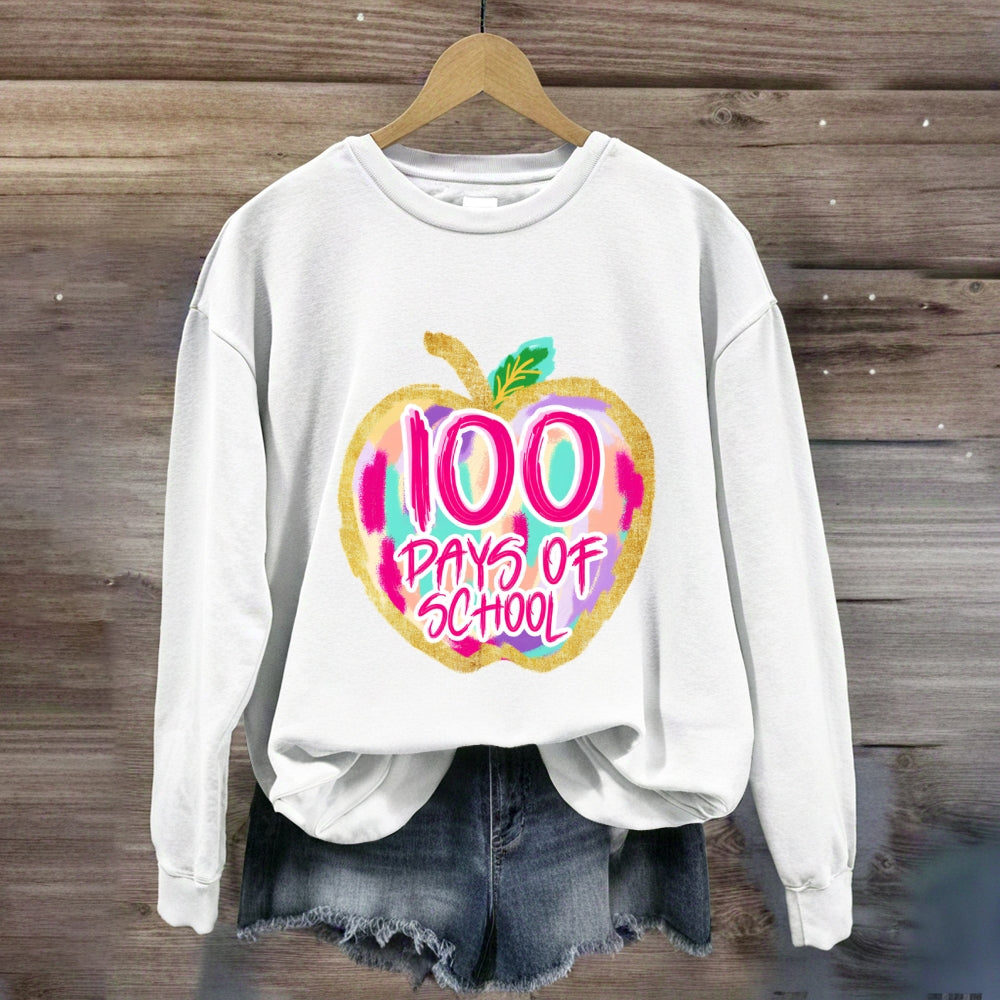 100 Days Of School Pink Apple Sweatshirt