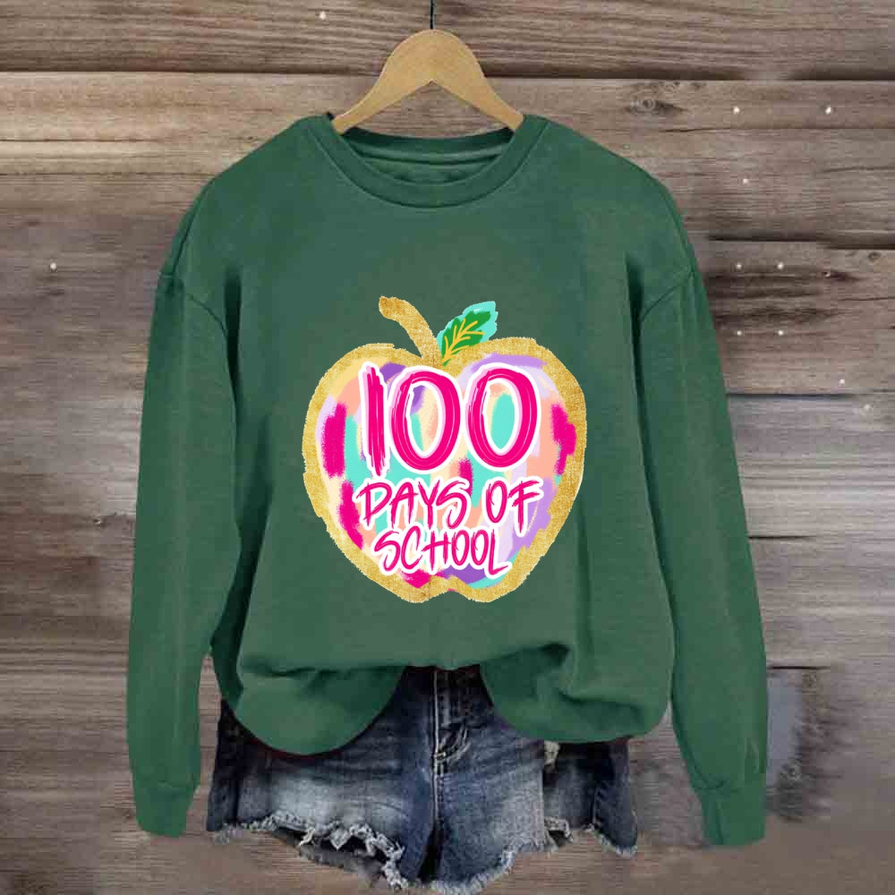 100 Days Of School Pink Apple Sweatshirt