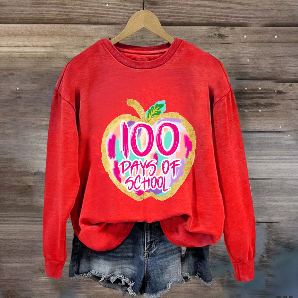 100 Days Of School Pink Apple Sweatshirt