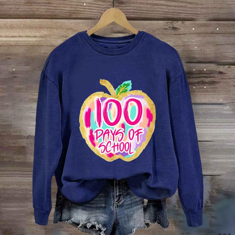 100 Days Of School Pink Apple Sweatshirt