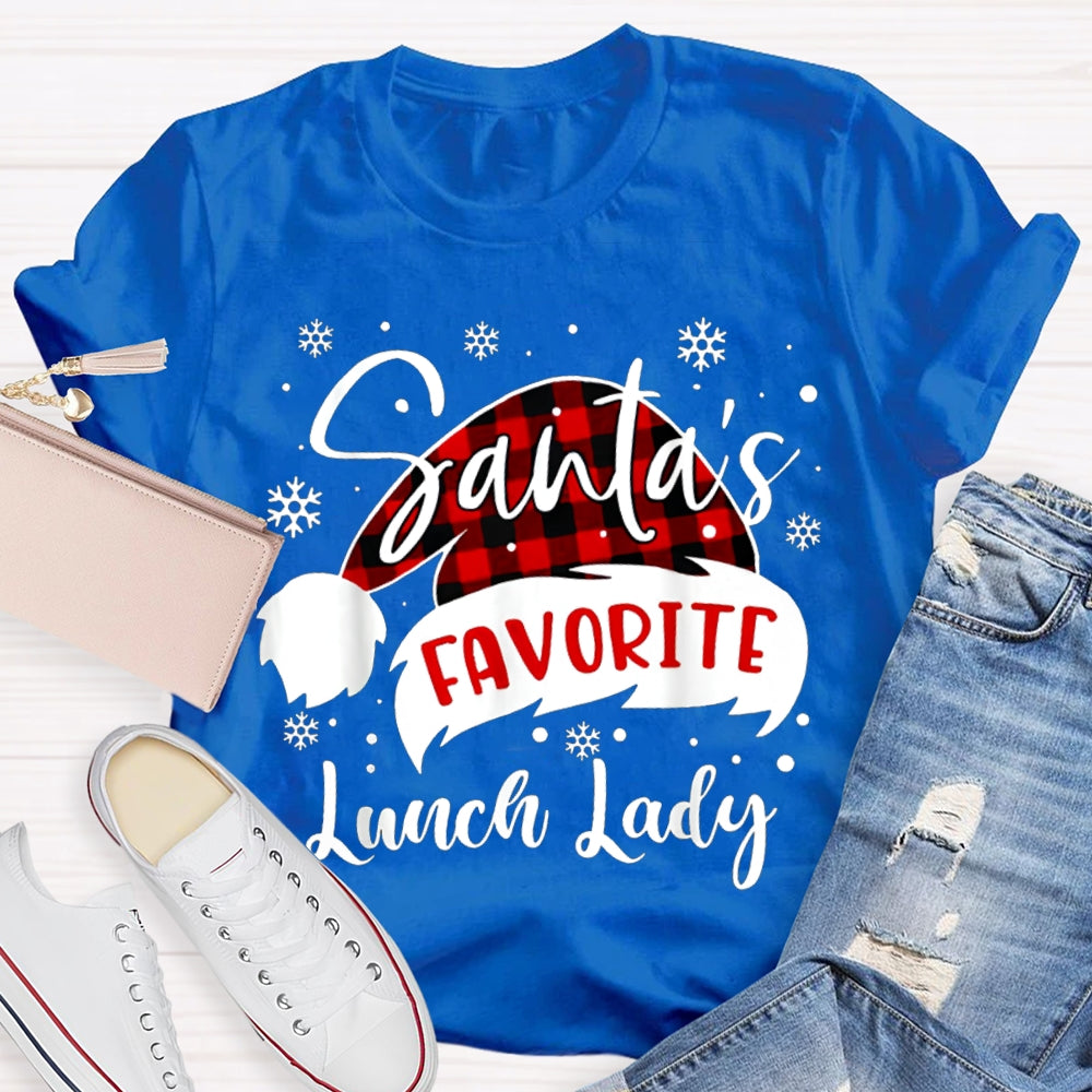 Santa'S Favorite Lunch Lady Santa Hats And Snowflakes T-shirt