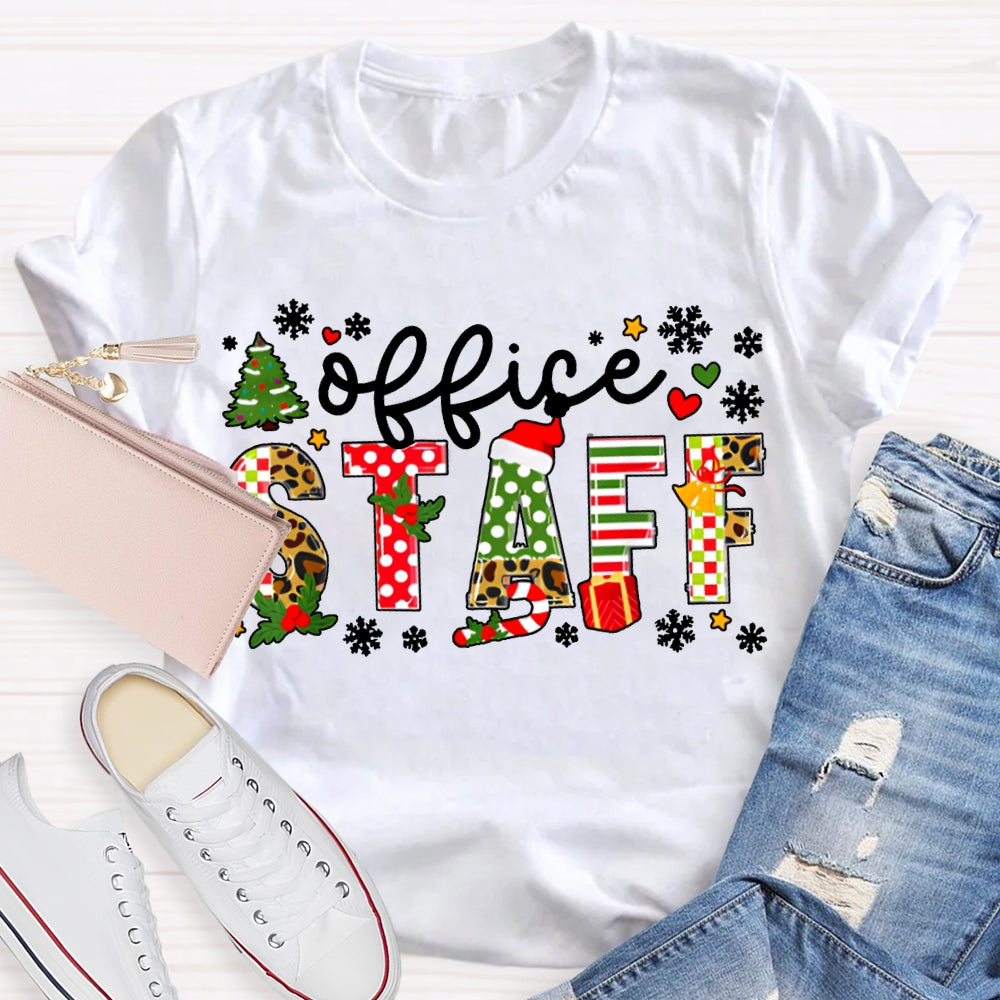 Office Staff Snowflakes And Christmas Vibes Fonts T-shirt