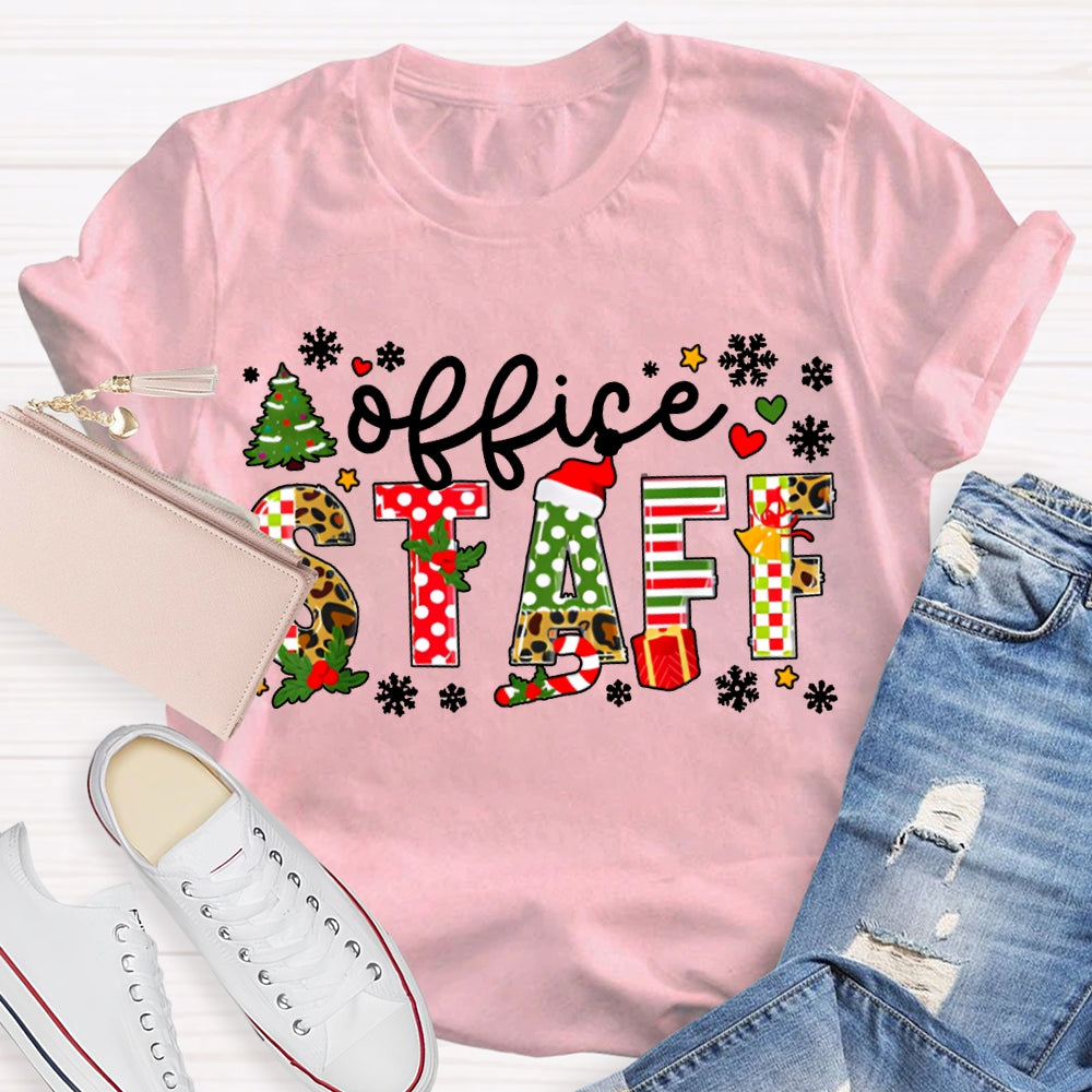 Office Staff Snowflakes And Christmas Vibes Fonts T-shirt