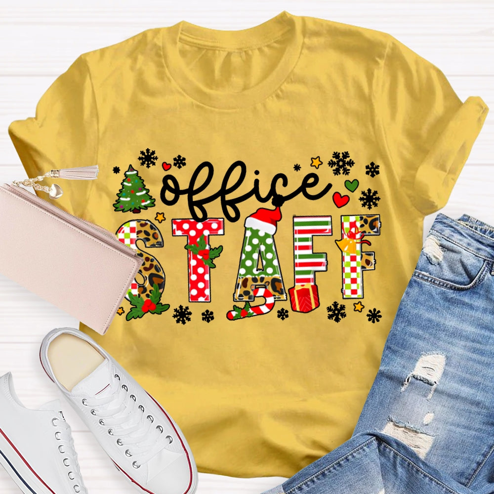 Office Staff Snowflakes And Christmas Vibes Fonts T-shirt